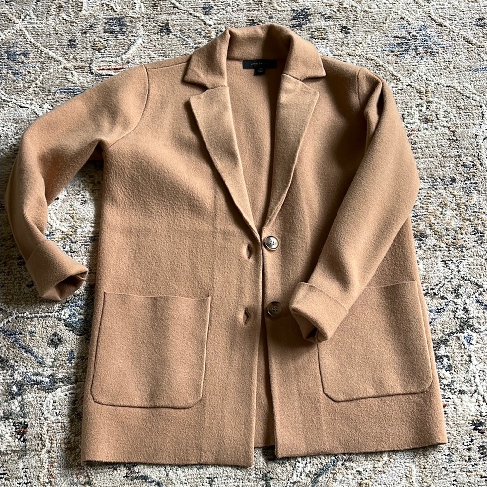 Tan Wool Blend Blazer Ann Taylor xs with Notched Lapels